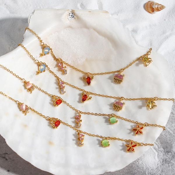 anklets 2021 summer 18k gold plated zircon stone cute marine life ocs starfish dolphin goldfish charm bracelets, Red;blue
anklets 2021 summer 18k gold plated zircon stone cute marine life ocs starfish dolphin goldfish charm bracelets, Red;blue