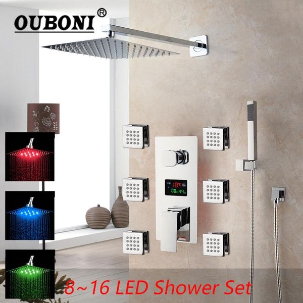 bathroom shower sets ouboni 8/16 inch led set faucet square chrome brass message jets digital display rainfall kit hand
bathroom shower sets ouboni 8/16 inch led set faucet square chrome brass message jets digital display rainfall kit hand