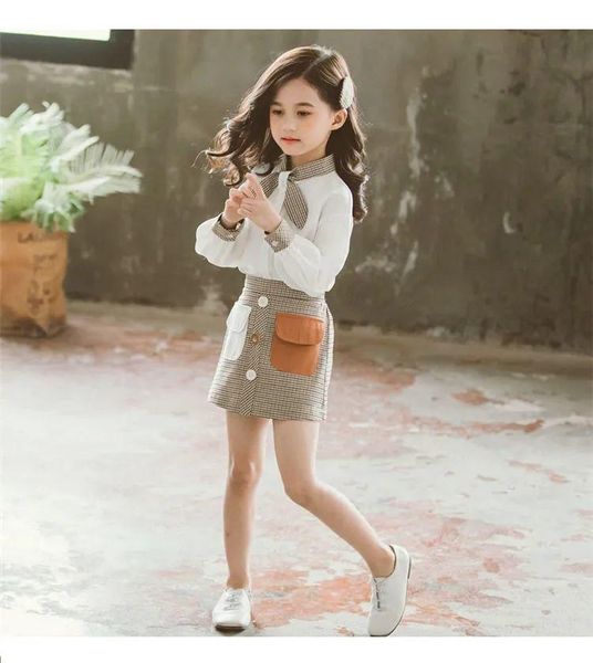 summer kids clothes set autumn spring teenage girls sets for long sleeve shirts + plaid skirts 2pcs outfits clothing, White
summer kids clothes set autumn spring teenage girls sets for long sleeve shirts + plaid skirts 2pcs outfits clothing, White