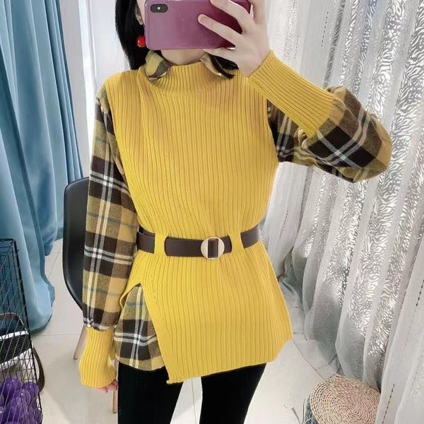 women's sweaters spring and autumn half-collar sweater vest plaid shirt two-piece medium-length western style pullover women, White;black
women's sweaters spring and autumn half-collar sweater vest plaid shirt two-piece medium-length western style pullover women, White;black
