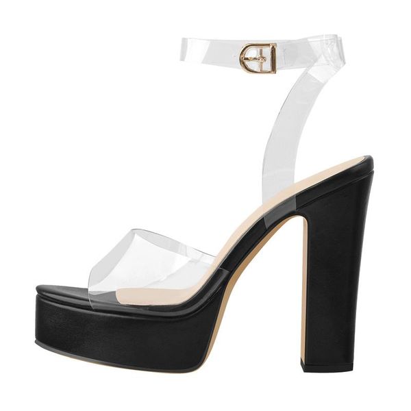 sandals onlymaker women ankle buckle strap platform clear pvc chunky high heels open toe shoes party dance casual big size, Black
sandals onlymaker women ankle buckle strap platform clear pvc chunky high heels open toe shoes party dance casual big size, Black