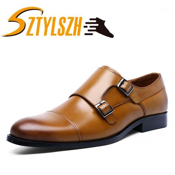 dress shoes luxury fashion genuine leather men oxford pointed toe with double buckle party wedding wholesale1, Black