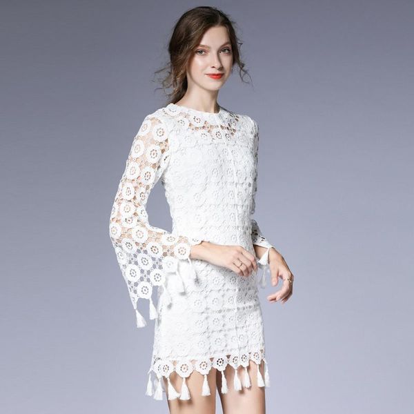 casual dresses 2021 european fashion hollow out water soluble lace long sleeve dress women autumn elegant tassels hem white, Black;gray
casual dresses 2021 european fashion hollow out water soluble lace long sleeve dress women autumn elegant tassels hem white, Black;gray