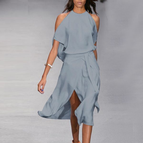 solid cold shoulder split irregular woman dress ruffle large size 3xl loose casual lace up female mid-calf dresses trendy summer 210518, Black;gray
solid cold shoulder split irregular woman dress ruffle large size 3xl loose casual lace up female mid-calf dresses trendy summer 210518, Black;gray