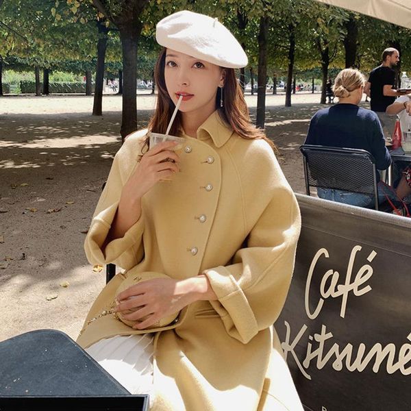women's wool & blends 2021 autumn winter loose thin korean student coat medium long red outerwear coats, Black
women's wool & blends 2021 autumn winter loose thin korean student coat medium long red outerwear coats, Black