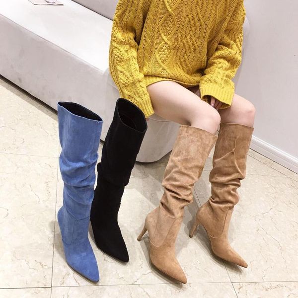 boots fashion women knee flock pointed toe thin high heels botas elegant 2021 arrivals winter booties sock woman 35-41, Black
boots fashion women knee flock pointed toe thin high heels botas elegant 2021 arrivals winter booties sock woman 35-41, Black