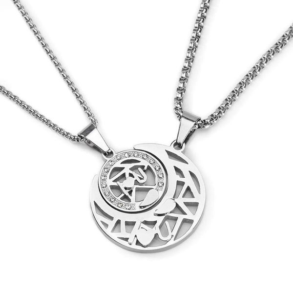 pendant necklaces 2pc moon round couple necklace for lover spliceable friendship pendent hip hop punk halloween women men, Silver
pendant necklaces 2pc moon round couple necklace for lover spliceable friendship pendent hip hop punk halloween women men, Silver