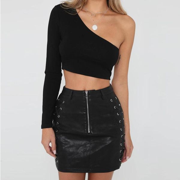one shoulder slope neckline t shirt solid long sleeve women's tshirt white black crop t-shirt 2021 fashion
one shoulder slope neckline t shirt solid long sleeve women's tshirt white black crop t-shirt 2021 fashion