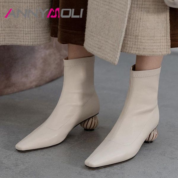boots annymoli natural genuine leather ankle mid heel women shoes pointed toe short strange style ladies beige, Black
boots annymoli natural genuine leather ankle mid heel women shoes pointed toe short strange style ladies beige, Black