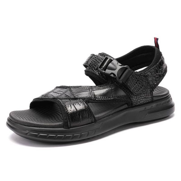 sandals ourui summer beach men shoes male crocodile, Black