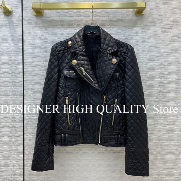 women's leather & faux fashion chic 100% sheepskin jacket women turn-down collar zipper gold buttons solid argyle slim waist cool genui, Black
women's leather & faux fashion chic 100% sheepskin jacket women turn-down collar zipper gold buttons solid argyle slim waist cool genui, Black