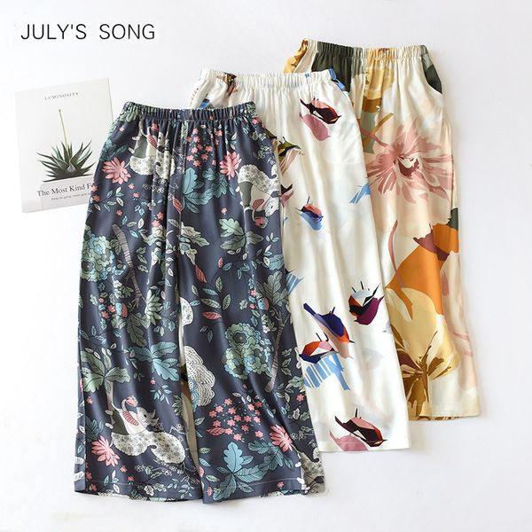 july's song sleep bottom thin female homewear pants floral print calf-length pajamas pants wide-leg comfortable elastic pyjamas 210319, Black;red
july's song sleep bottom thin female homewear pants floral print calf-length pajamas pants wide-leg comfortable elastic pyjamas 210319, Black;red