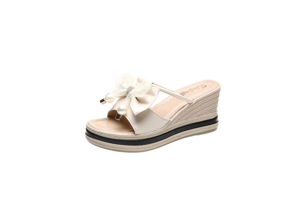summer women's shoes fashion bow high-heeled slippers women korean style slope with casual, Black
summer women's shoes fashion bow high-heeled slippers women korean style slope with casual, Black