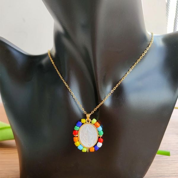 pendant necklaces 1pc promotions natural mop 24x29mm san benito&virgin of guadalupe mother pearl necklace with colorful glass bead, Silver
pendant necklaces 1pc promotions natural mop 24x29mm san benito&virgin of guadalupe mother pearl necklace with colorful glass bead, Silver