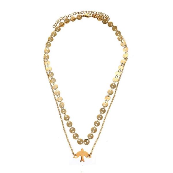 fashion stainless steel pigeon pendant necklaces for women double layers sequin chain animal birds choker jewelry, Silver
fashion stainless steel pigeon pendant necklaces for women double layers sequin chain animal birds choker jewelry, Silver
