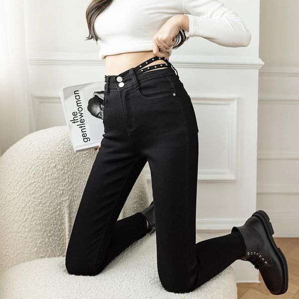 women's jeans age season 2021 design feeling hollow out high waist elastic women show thin foot pencil pants, Blue
women's jeans age season 2021 design feeling hollow out high waist elastic women show thin foot pencil pants, Blue