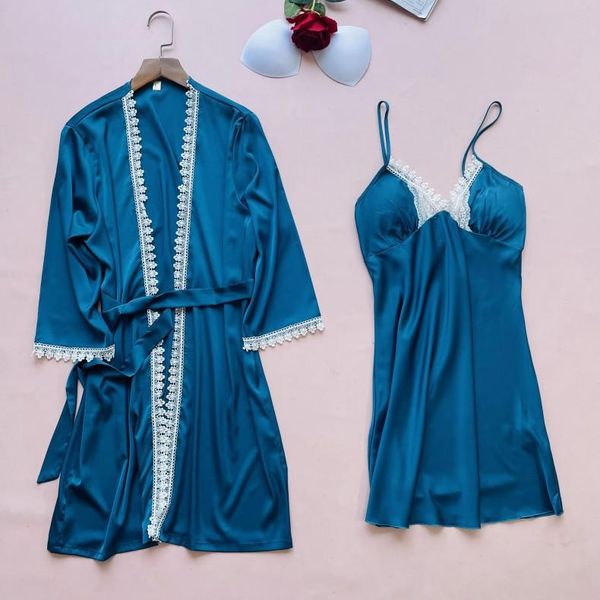 women's sleepwear navy blue women robe sets lace summer lingerie home dress strap nightgown bride dressing bathrobe gown casual wea, Black;red
women's sleepwear navy blue women robe sets lace summer lingerie home dress strap nightgown bride dressing bathrobe gown casual wea, Black;red