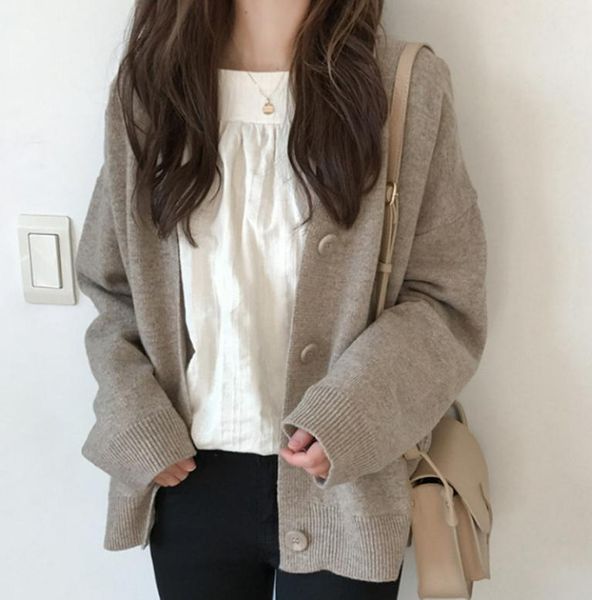 women's knits & tees autumn winter korean style solid color women knitted sweaters cardigans long sleeve button up loose plus size fema, White
women's knits & tees autumn winter korean style solid color women knitted sweaters cardigans long sleeve button up loose plus size fema, White