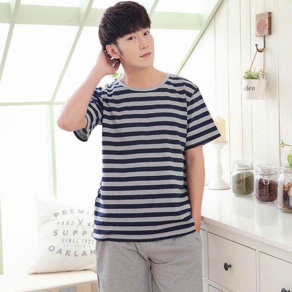 men's sleepwear men 's pajamas summer cotton short - sleeved casual stripes xl code young home suits r221, Black;brown
men's sleepwear men 's pajamas summer cotton short - sleeved casual stripes xl code young home suits r221, Black;brown