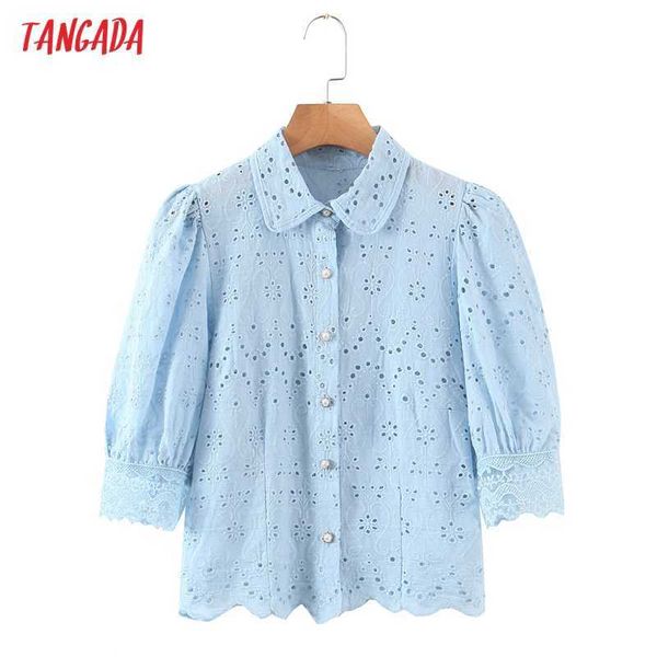 tangada women retro blue lace embroidery romantic blouse shirt puff short sleeve chic female shirt 5t13 210609, White
tangada women retro blue lace embroidery romantic blouse shirt puff short sleeve chic female shirt 5t13 210609, White