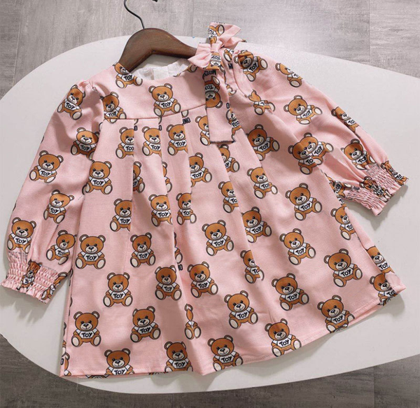 New Summer Fashion Cartoon Letter Style Kids Girl Clothes Longsleeved Bear Print Dress Baby Girl Princess Dress 28 Years, Pink
New Summer Fashion Cartoon Letter Style Kids Girl Clothes Longsleeved Bear Print Dress Baby Girl Princess Dress 28 Years, Pink