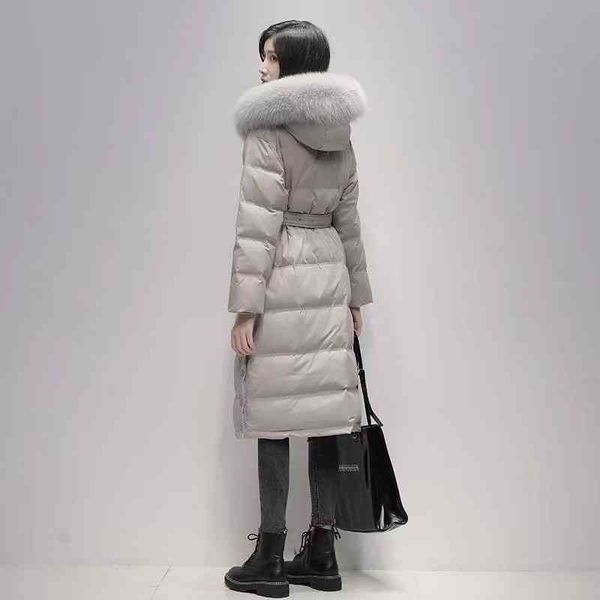 women's duck feather long coat, royal natural fur hoodie, korean belt, fashionable warm down et, white, winter, 2021, Black
women's duck feather long coat, royal natural fur hoodie, korean belt, fashionable warm down et, white, winter, 2021, Black