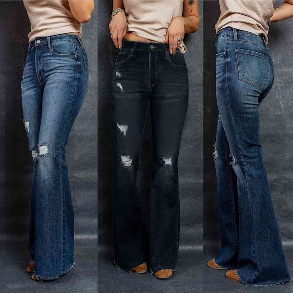 women's jeans high waist of vintage denim jeans for women torn hole strain extension casual ladies long pants nthf, Blue
women's jeans high waist of vintage denim jeans for women torn hole strain extension casual ladies long pants nthf, Blue