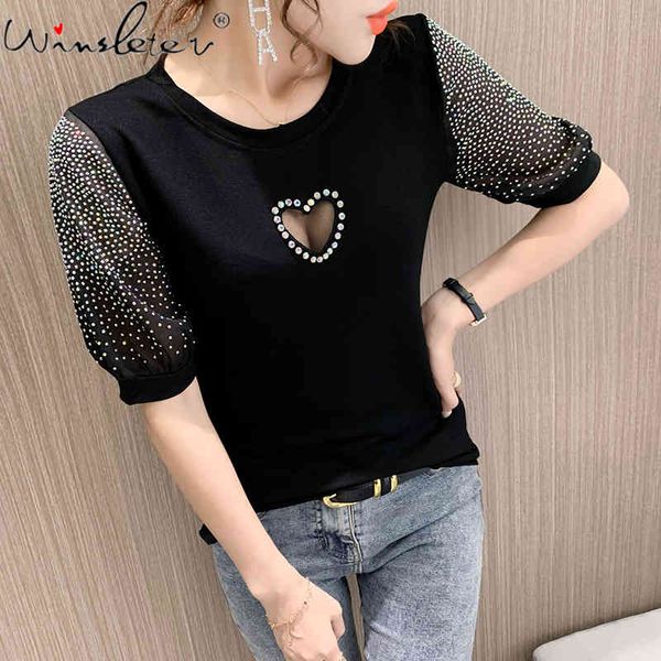 women's t-shirt summer european clothes fashion hollow out love women short sleeve shiny diammonds tees 2021 t14719a nc8, White
women's t-shirt summer european clothes fashion hollow out love women short sleeve shiny diammonds tees 2021 t14719a nc8, White