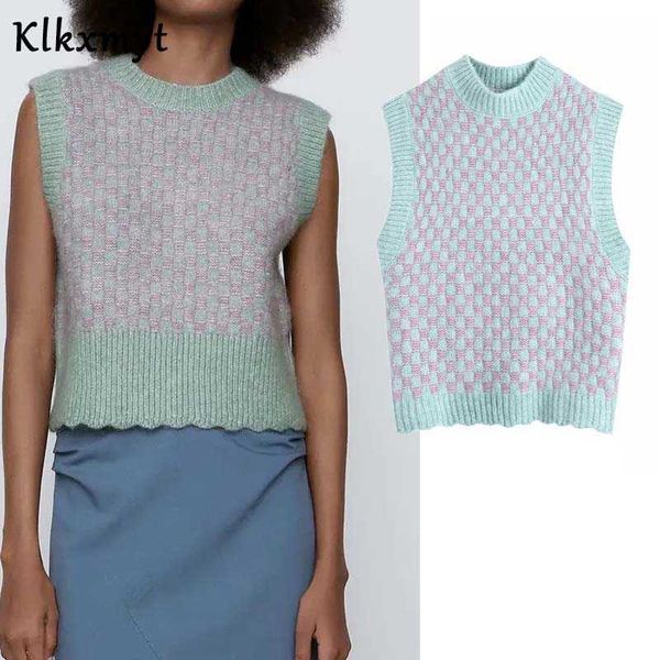 klkxmyt za women plaid weave pattern knitted vests woman spring vintage preppy sleeveless sweater pullover 210527, Black;white
klkxmyt za women plaid weave pattern knitted vests woman spring vintage preppy sleeveless sweater pullover 210527, Black;white