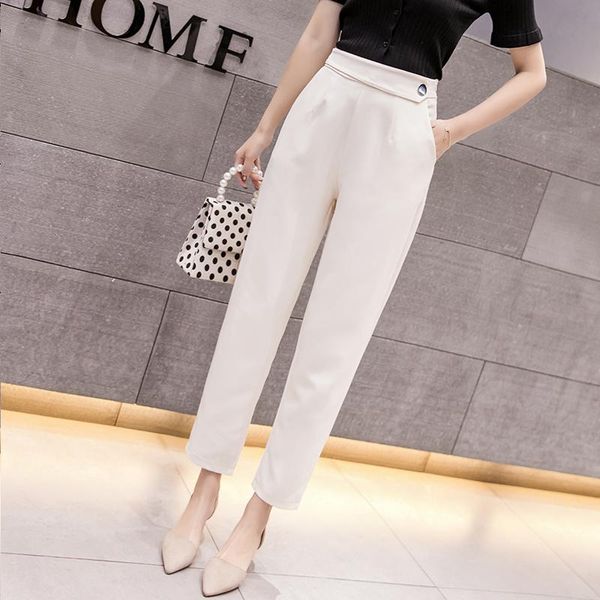 women's pants & capris suit nine-minute korean version of high waist and thin hallen for spring 2021, Black;white
women's pants & capris suit nine-minute korean version of high waist and thin hallen for spring 2021, Black;white