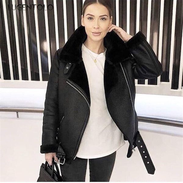 women's leather & faux warm women atutumn winter pu lapel black jacets zipper fahion female casual fashion solid lugentolo
women's leather & faux warm women atutumn winter pu lapel black jacets zipper fahion female casual fashion solid lugentolo