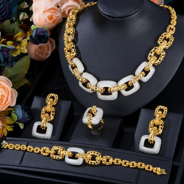 earrings & necklace godki icedout 4pcs hiphop punk miami link chains nigerian jewelry set for women wedding cubic zircon dubai bridal, Silver
earrings & necklace godki icedout 4pcs hiphop punk miami link chains nigerian jewelry set for women wedding cubic zircon dubai bridal, Silver