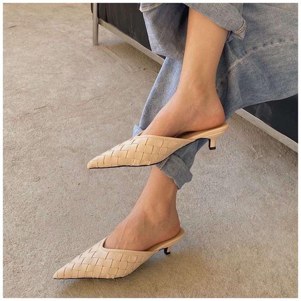 women low heel mules sandals fashion weave leather slipper pointed toe shallow slip on slides shoes zapatos mujer slippers, Black
women low heel mules sandals fashion weave leather slipper pointed toe shallow slip on slides shoes zapatos mujer slippers, Black