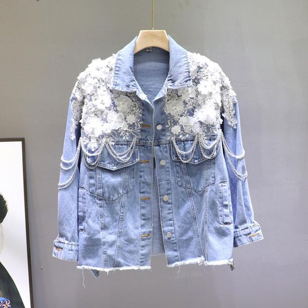 women's jackets light blue jeans jacket for women 2021 spring fall machine embroidery flower beaded crystal edge chain coat female, Black;brown
women's jackets light blue jeans jacket for women 2021 spring fall machine embroidery flower beaded crystal edge chain coat female, Black;brown