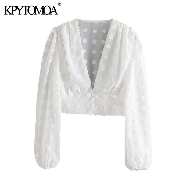 kpytomoa women fashion see through dot chiffon cropped blouses vintage deep v neck lantern sleeve female shirts chic 210323, White
kpytomoa women fashion see through dot chiffon cropped blouses vintage deep v neck lantern sleeve female shirts chic 210323, White