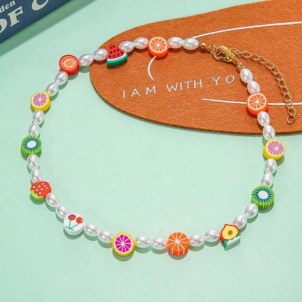 chains bohemian colorful polymer clay fruit slice pearl chain necklaces for women fashion collar summer beach choker necklace jewelry, Silver
chains bohemian colorful polymer clay fruit slice pearl chain necklaces for women fashion collar summer beach choker necklace jewelry, Silver