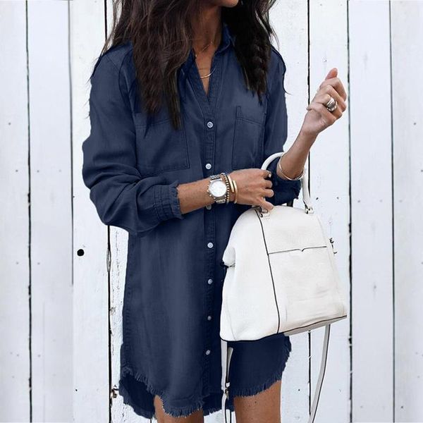 casual dresses women denim dress vintage button down distressed short jean with pocket office lady elegant vestidos, Black;gray
casual dresses women denim dress vintage button down distressed short jean with pocket office lady elegant vestidos, Black;gray