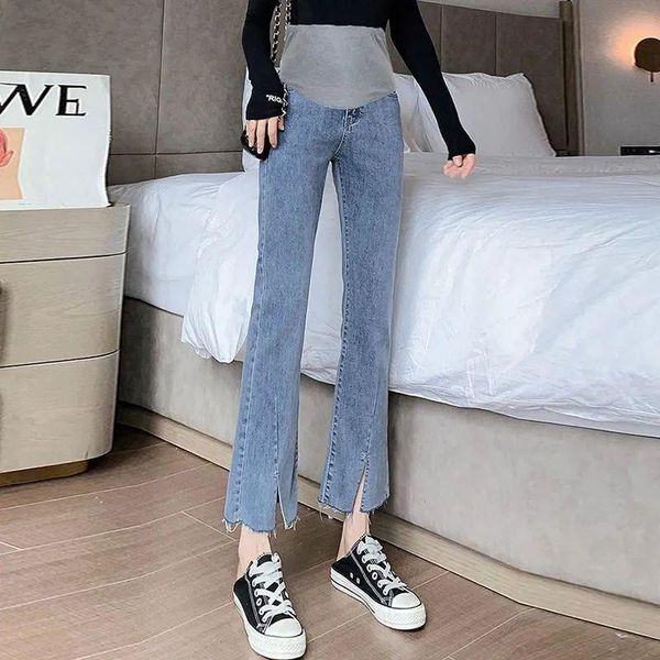 maternity bottoms wide leg side split denim full long jeans cotton belly loose pants clothes for pregnant women pregnancy trousers, White
maternity bottoms wide leg side split denim full long jeans cotton belly loose pants clothes for pregnant women pregnancy trousers, White