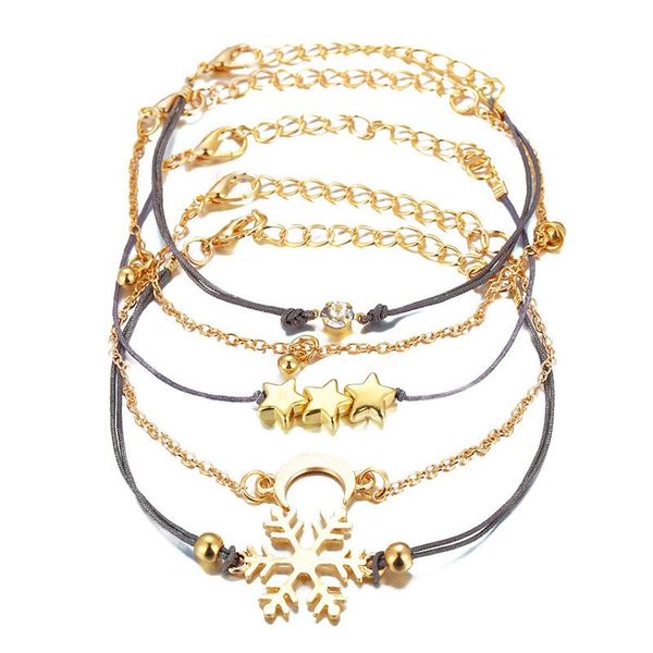 link, chain 60 pieces/lot snowflake moon star bracelets bangles for women crystal beads rhinestone charm link gold color rope jewelry, Black
link, chain 60 pieces/lot snowflake moon star bracelets bangles for women crystal beads rhinestone charm link gold color rope jewelry, Black