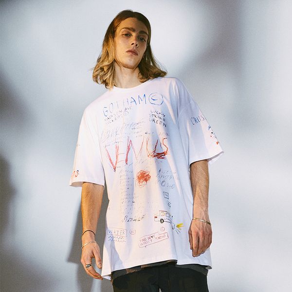 9628# #ovdy 20ss guochao brand neutral tee graffiti printing loose fog style men's short sve t-shirt backing, White;black
9628# #ovdy 20ss guochao brand neutral tee graffiti printing loose fog style men's short sve t-shirt backing, White;black