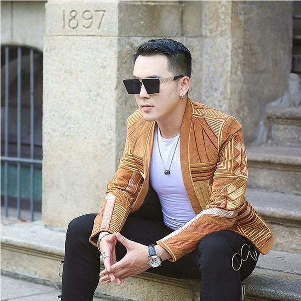 men's suits & blazers designer mens blazer jacket men stage party hight quality corduroy embroidery suit slim fit, White;black
men's suits & blazers designer mens blazer jacket men stage party hight quality corduroy embroidery suit slim fit, White;black
