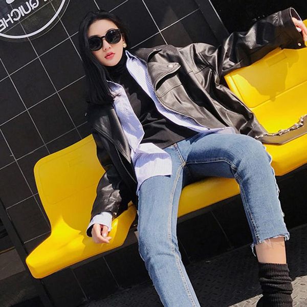 women's vests sheyijun women loose pu leather jacket black soft faux street moto biker coat lady outerwear, Black;white
women's vests sheyijun women loose pu leather jacket black soft faux street moto biker coat lady outerwear, Black;white