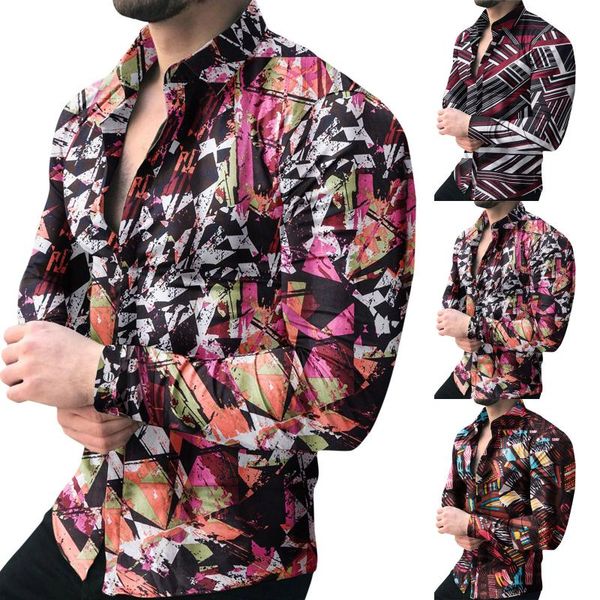 men's casual shirts autumn and winter geometric printing shirt long-sleeved button lapel top, White;black
men's casual shirts autumn and winter geometric printing shirt long-sleeved button lapel top, White;black