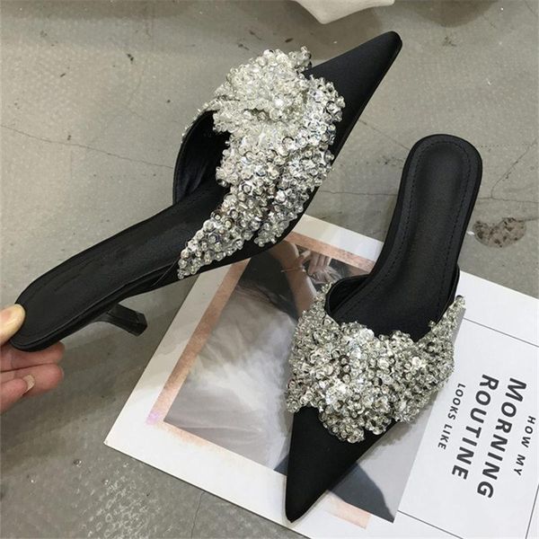 dress shoes black summer women mules slip on slingbacks med heels brand design satin pumps crystal pointy toe slippers woman
dress shoes black summer women mules slip on slingbacks med heels brand design satin pumps crystal pointy toe slippers woman