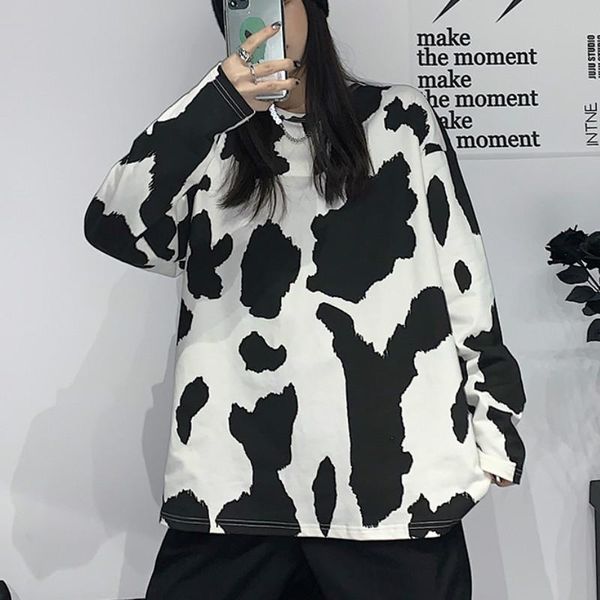 women's t-shirt korean spring autumn harajuku gothic long sleeve t-shirts couple women men cows print o-neck vintage bf style loose te, White
women's t-shirt korean spring autumn harajuku gothic long sleeve t-shirts couple women men cows print o-neck vintage bf style loose te, White