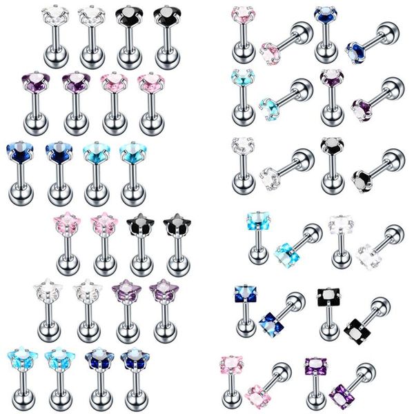 stud 8/12pcs stainless steel zircon tragus earring set cartilage pack jewelry lobe lot, Golden;silver
stud 8/12pcs stainless steel zircon tragus earring set cartilage pack jewelry lobe lot, Golden;silver