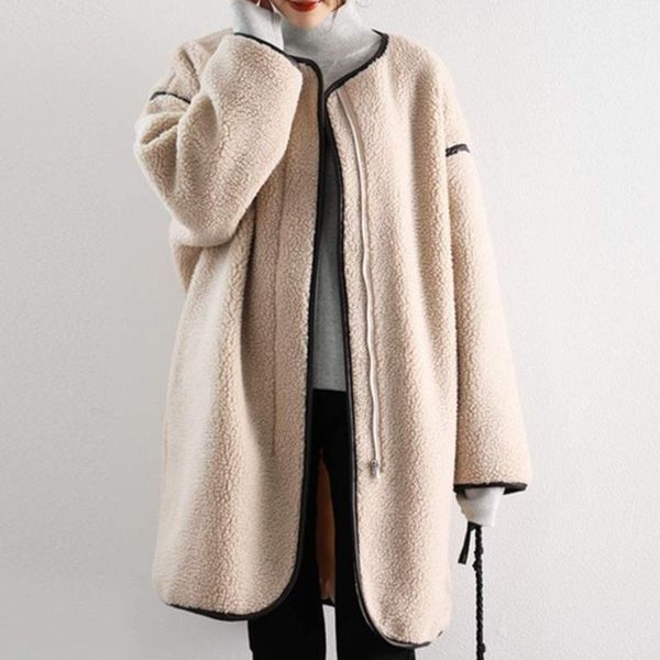 neck zipper lamb coat for women autumn winter solid color overcoat plus size female outwear ol office women's wool & blends, Black
neck zipper lamb coat for women autumn winter solid color overcoat plus size female outwear ol office women's wool & blends, Black
