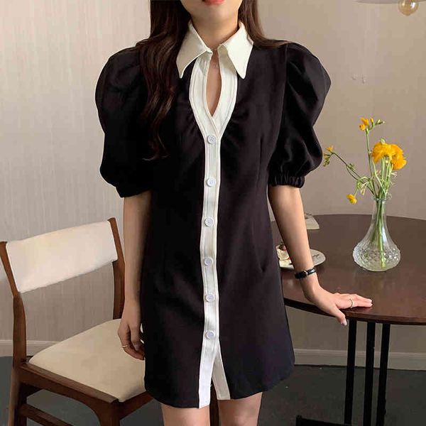 summer fashion temperament elegant lapel contrast color edging single breasted puff sleeve dress women 16f1078 210510, Black;gray
summer fashion temperament elegant lapel contrast color edging single breasted puff sleeve dress women 16f1078 210510, Black;gray