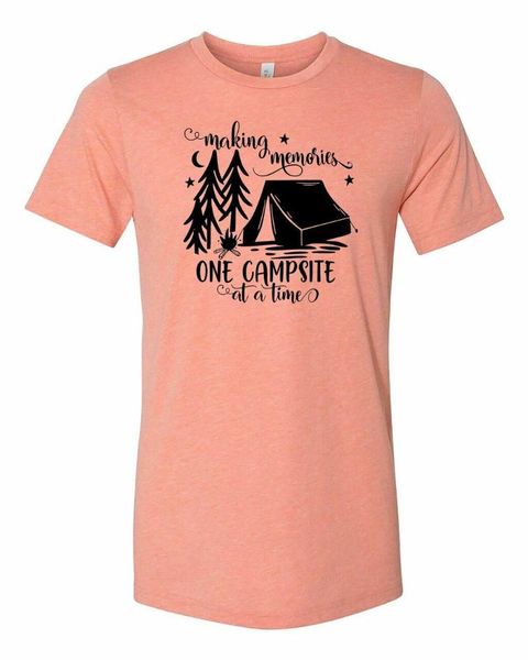 women's t-shirt camping one campsite at a time short sleeve jersey tee shirt sunset, White
women's t-shirt camping one campsite at a time short sleeve jersey tee shirt sunset, White