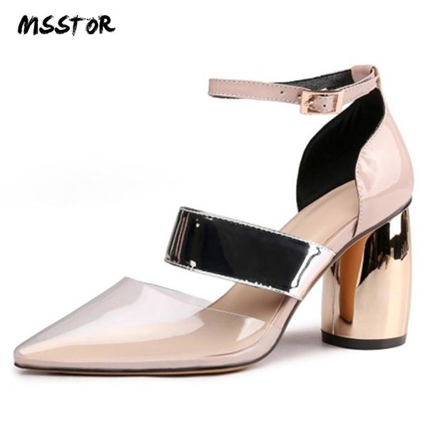 dress shoes msstor mixed colors high heels pumps pointed toe buckle strap transparent summer ladies womens large sizes, Black
dress shoes msstor mixed colors high heels pumps pointed toe buckle strap transparent summer ladies womens large sizes, Black